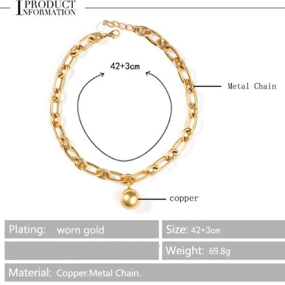 Zara Solid Round Steel Ball And Chain Pendant Oval Link Necklace Women’s Men’s - Picture 6 of 16